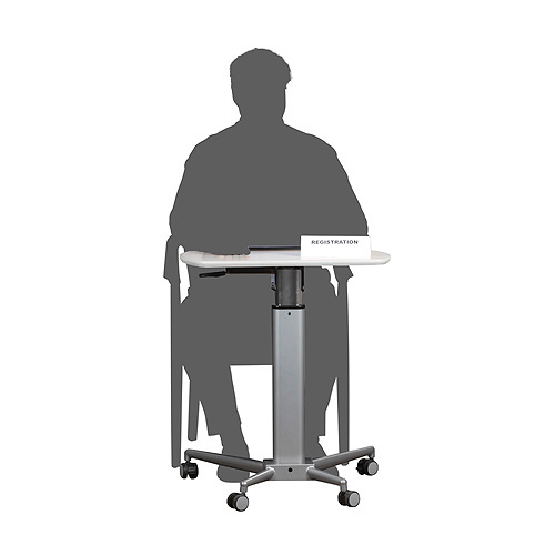 Height adjustable lectern and table - table position