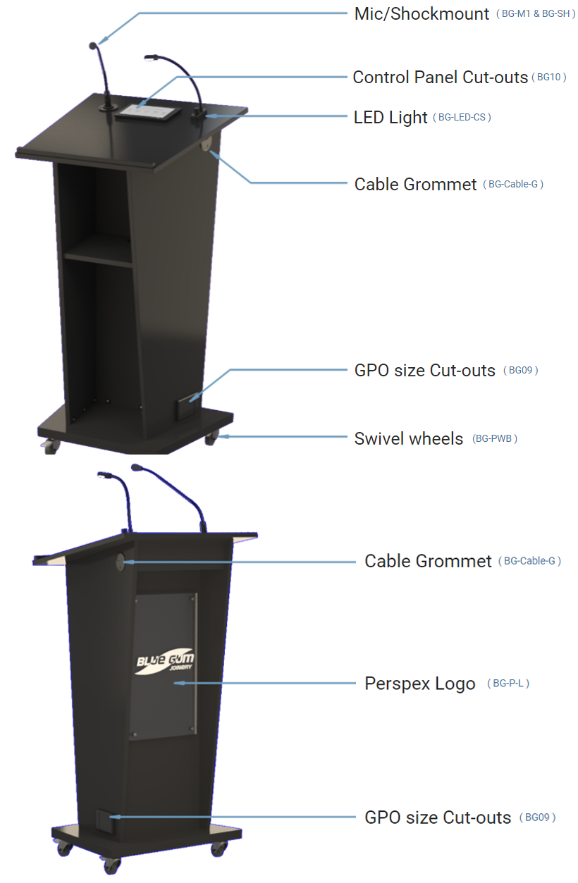 Standard Black Melamine Lectern with angled ends