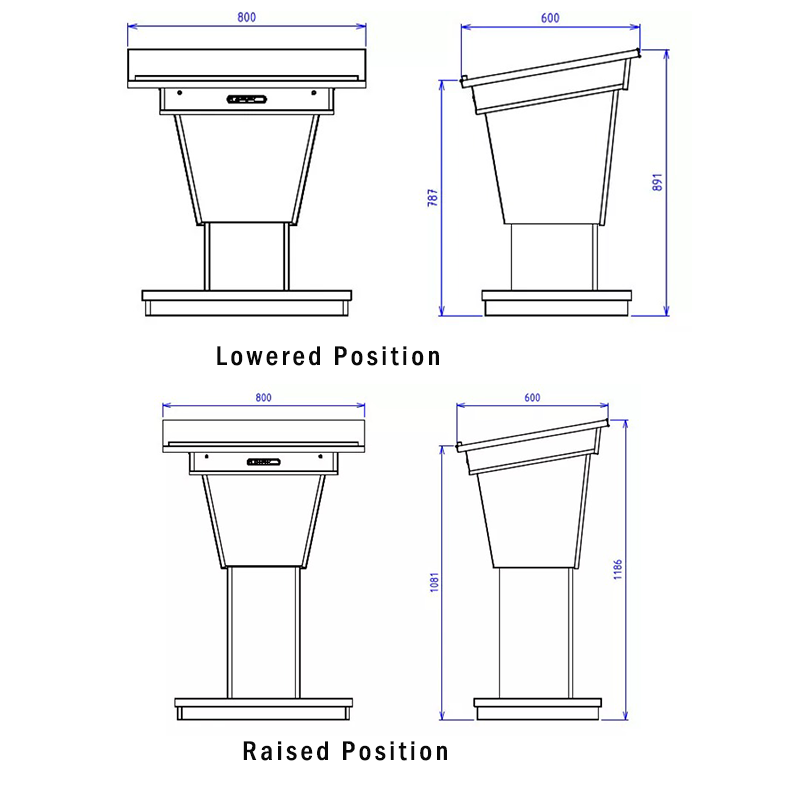BGL-PS400-VH Post style variable height lectern with a wide top