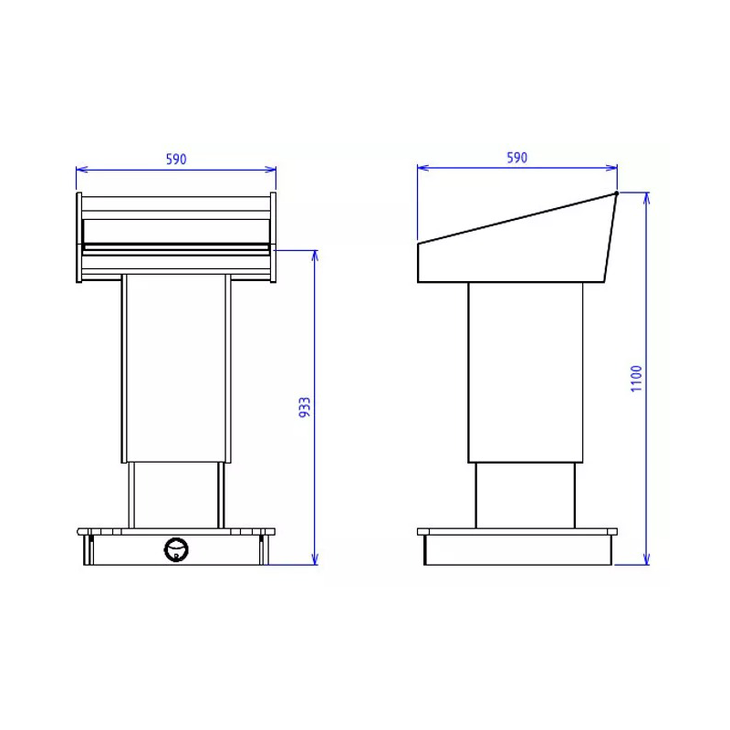 BGL-PS200-FH Post style lectern with fixed height and NO external shelves.