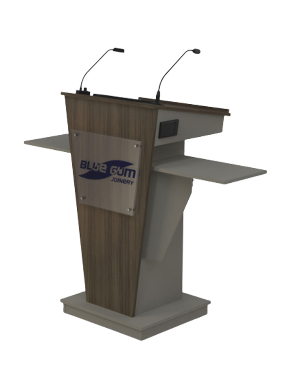 Standard Melamine Lectern with two shelves, a lockable door & lift up lid