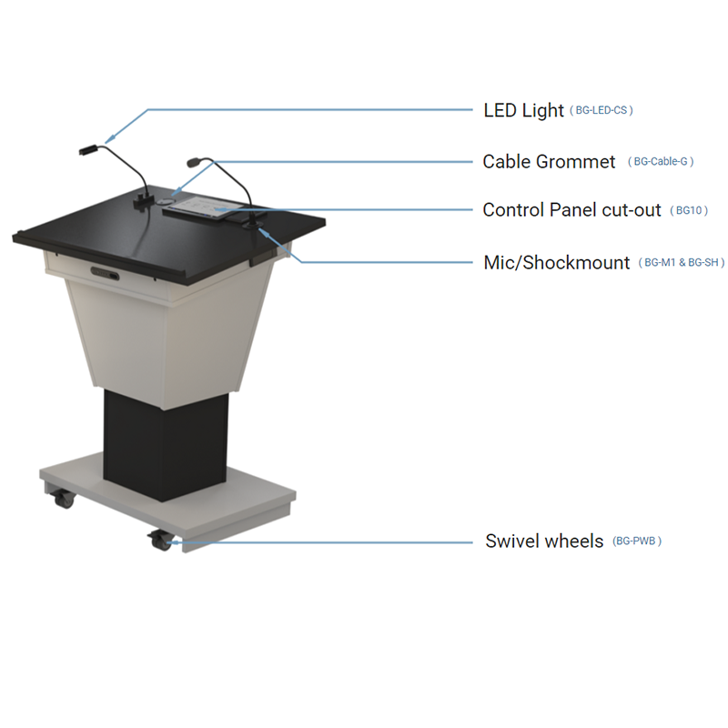 BGL-PS400-VH Post style variable height lectern with a wide top