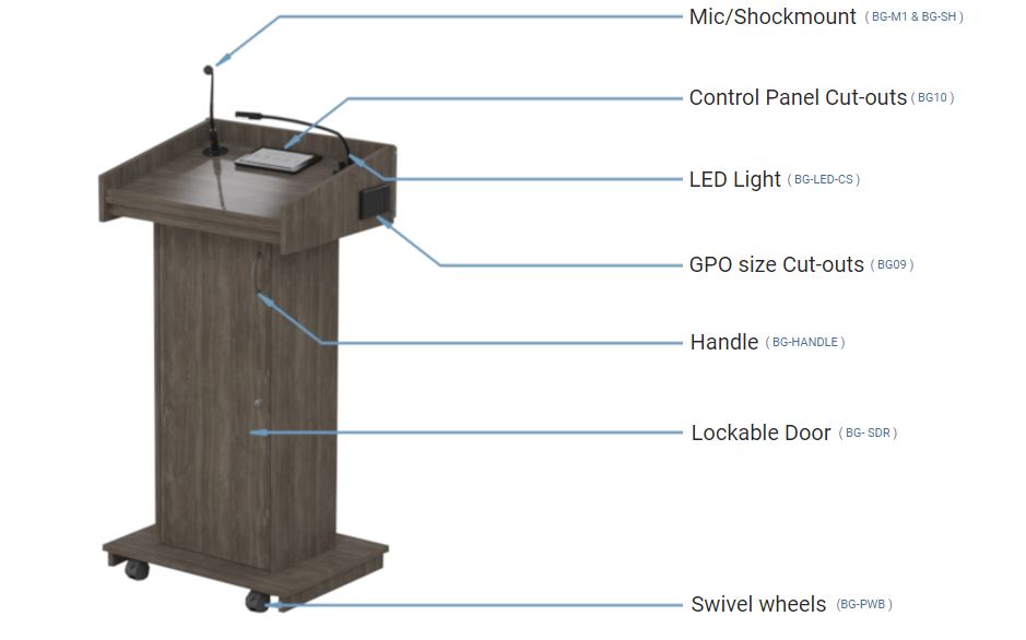 Standard Black Melamine Lectern with options