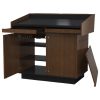 Double bay lectern with door and drawer open.