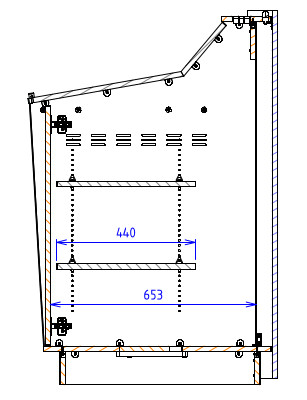 BGL-RNM02LA Double bay - LEFT Hand angled work surface Internal height (without optional keyboard drawer): 770mm (17ru) Internal height (With optional keyboard drawer): 690mm (15ru) Internal width: 596mm Internal depth: 653mm Worksurface height: 910mm Overall Dimensions: 1190mm high * 1375mm wide * 795mm deep