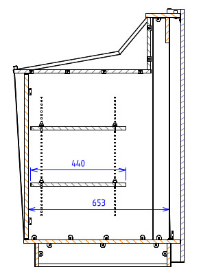 BGL-RNM02LA Double bay - LEFT Hand angled work surface Internal height (without optional keyboard drawer): 770mm (17ru) Internal height (With optional keyboard drawer): 690mm (15ru) Internal width: 596mm Internal depth: 653mm Worksurface height: 910mm Overall Dimensions: 1190mm high * 1375mm wide * 795mm deep