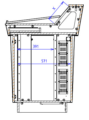 Triple bay with MIDDLE angled work surface