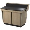 Double bay lectern built in Bleached Elm and Black melamine board.
