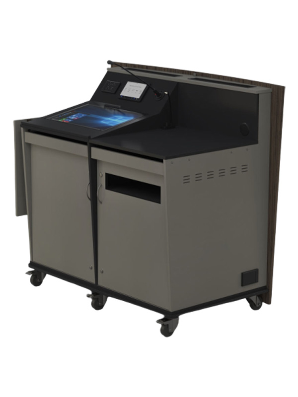 D-Series double bay lectern with castor wheel base,