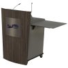 Single bay lectern with optional logo and castor wheel base.