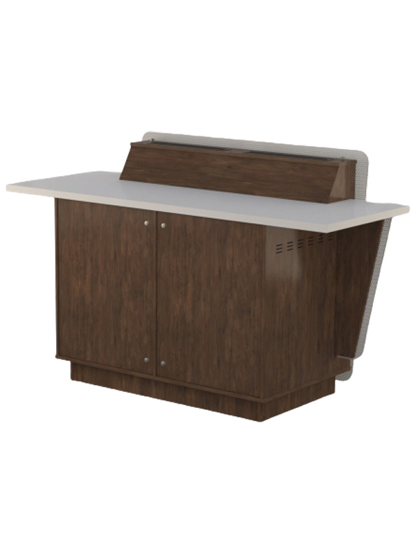 Double bay lectern built from Aged Walnut and White Melamine board