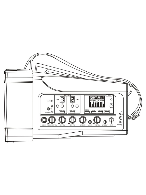 Built-in high capacity lithium battery provides the amplifier complete
