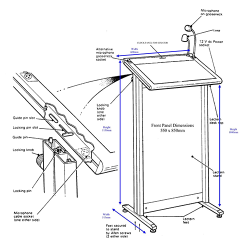 Multimedia Chancellor Lectern with Aluminum Frame Dimensions​