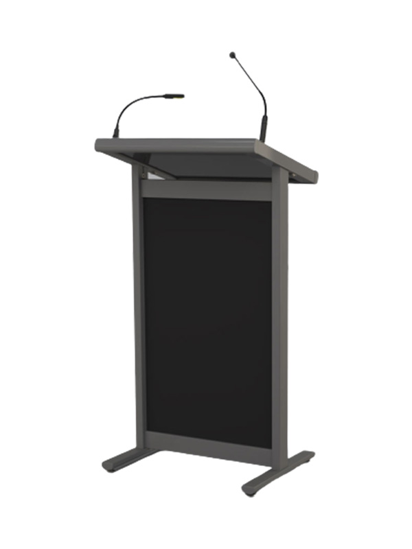 Tutor lectern shown with microphone and LED options