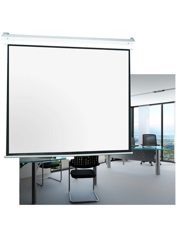 Wall mounted motorized projection screens