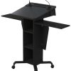 Post style Lectern With Fixed And Removable Open Shelves With Angled Lift Up Worktop