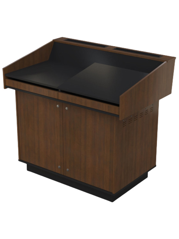 Double bay lectern with Right hand angled benchtop.