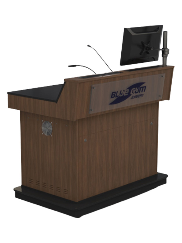 Double bay lectern with Left hand angled benchtop.