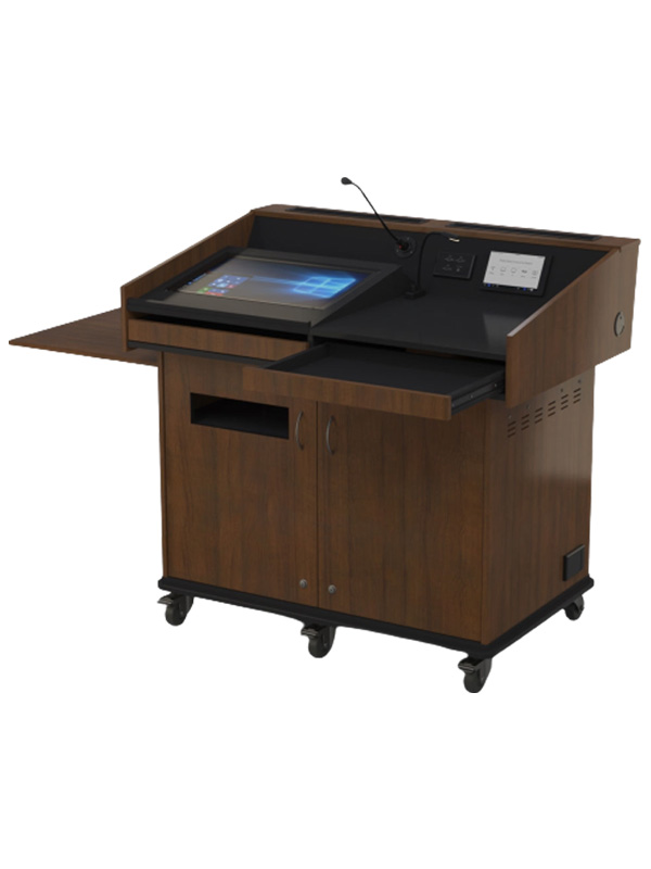 Double bay lectern with angled benchtop.