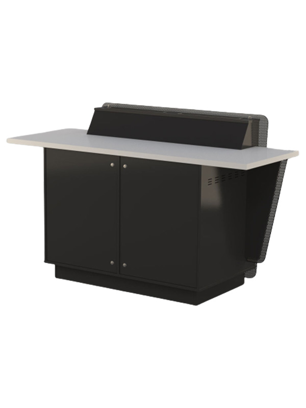Side view of double bay G-Series lectern Black